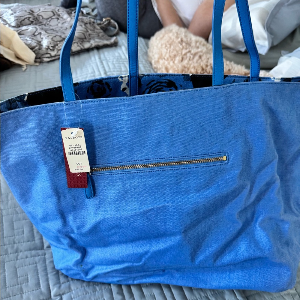 Talbots Sky Blue Tote Bag - Picture 3 of 8